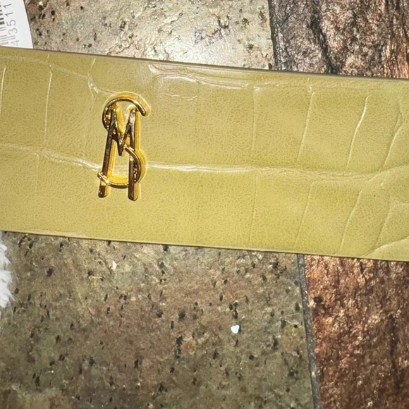 STEVE MADDEN CROCODILE OLIVE GREEN BELT WITH SQUARE GOLD BUCKLE SIZE M - Picture 10 of 10